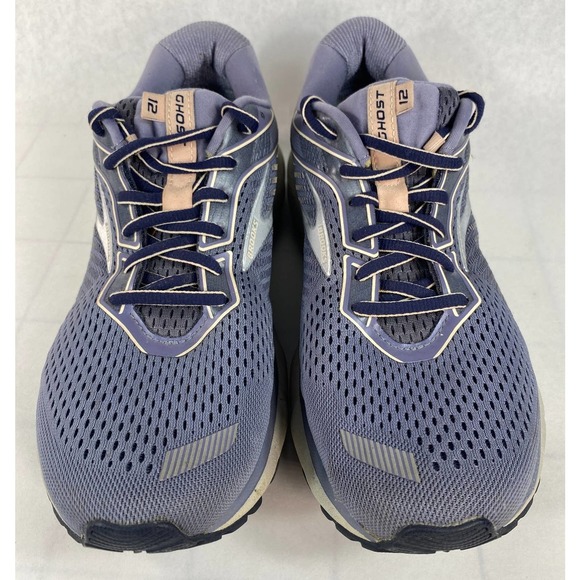 Brooks Ghost 12 Women Sz 8.5 Running Sneaker Shoe Granite/Peacoat/Peach Purple - Picture 2 of 6